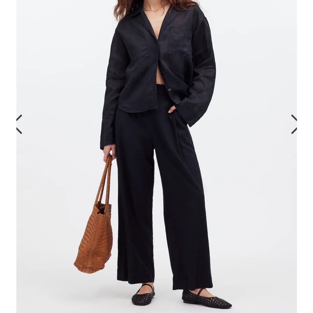 Madewell Pull On Straight Crop Pants in Linen Blend